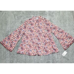 New Ophelia Roe Blouse Womens Small Peasant Top Floral Flowy Bell Sleeve Shirt